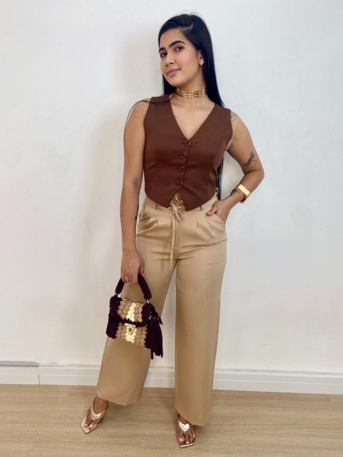 colete alfaiataria mari marrom