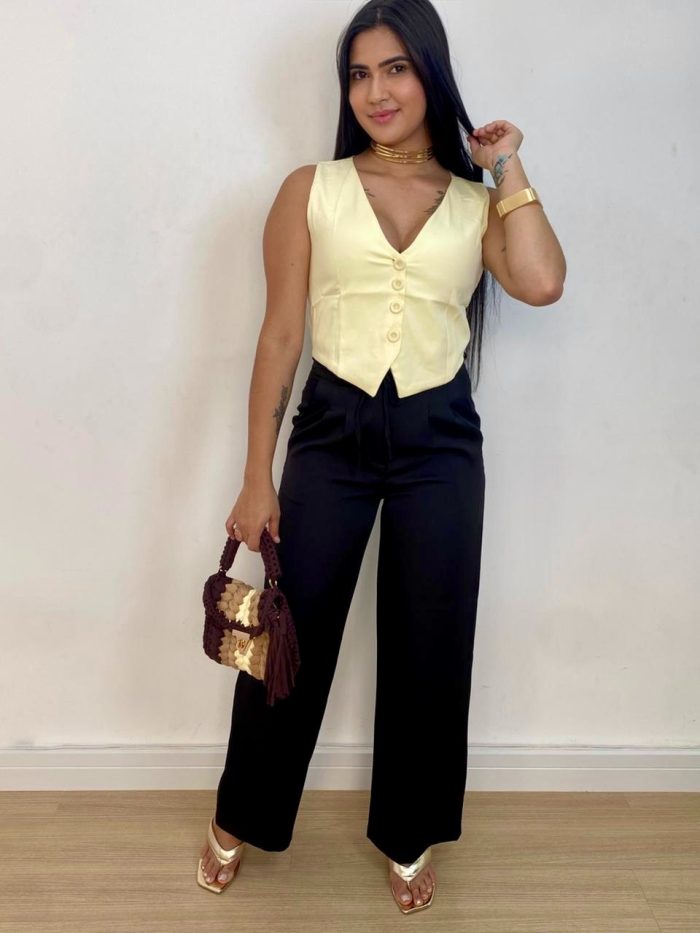 colete alfaiataria mari amarelo