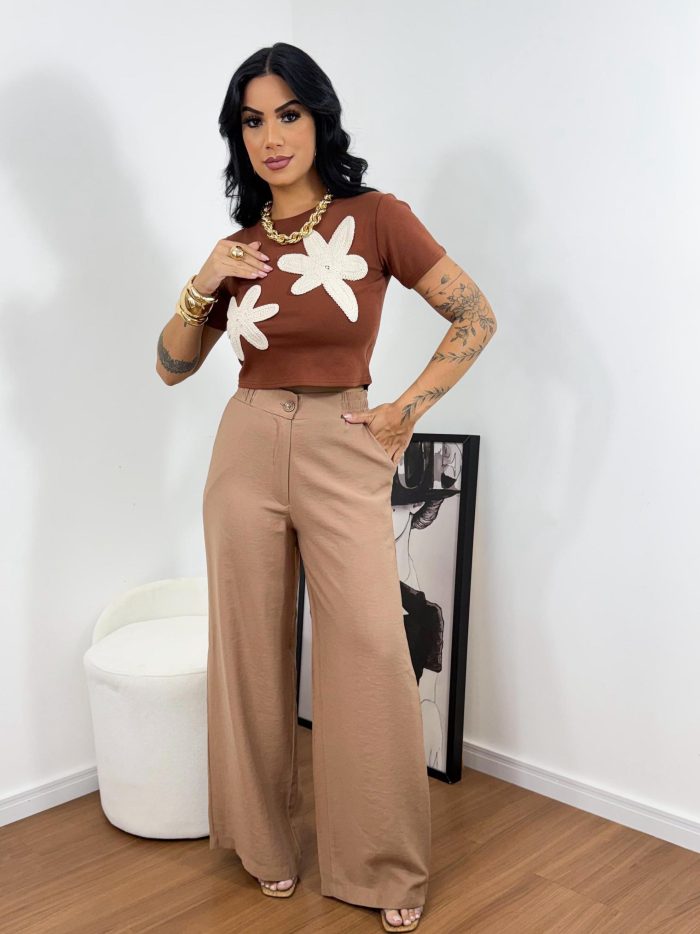 t shirt cropped cecília marrom