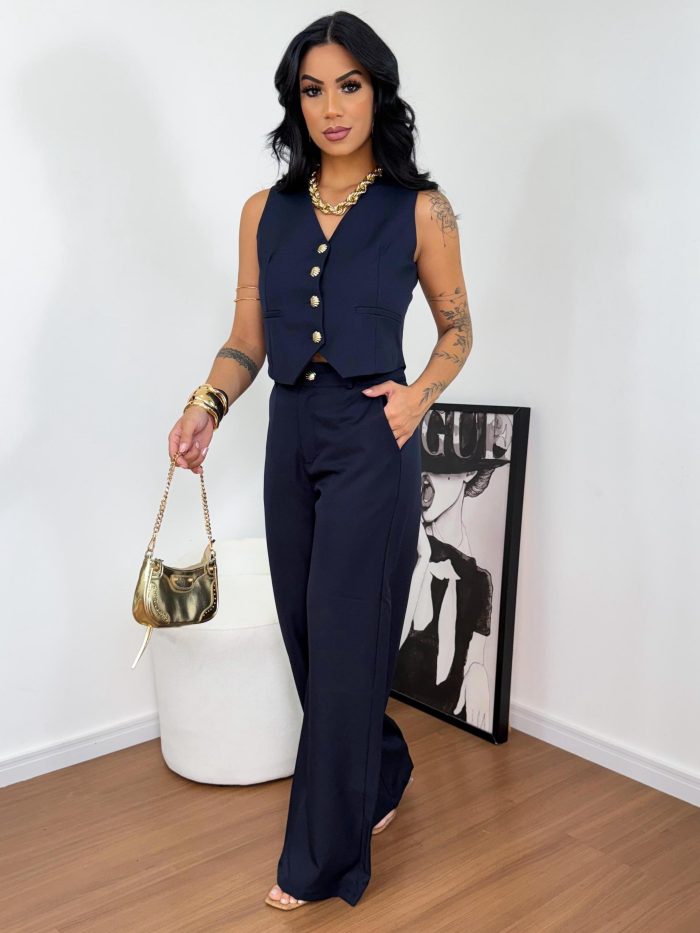 conjunto alfaiataria ariel azul conjunto alfaiataria ariel azul