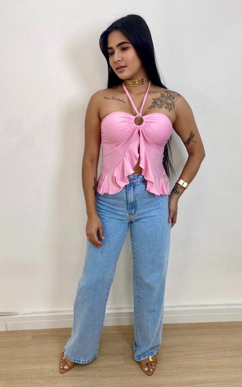 top cropped bruna rosa