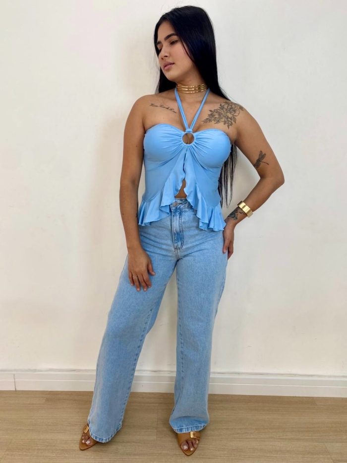 top cropped bruna verde Água