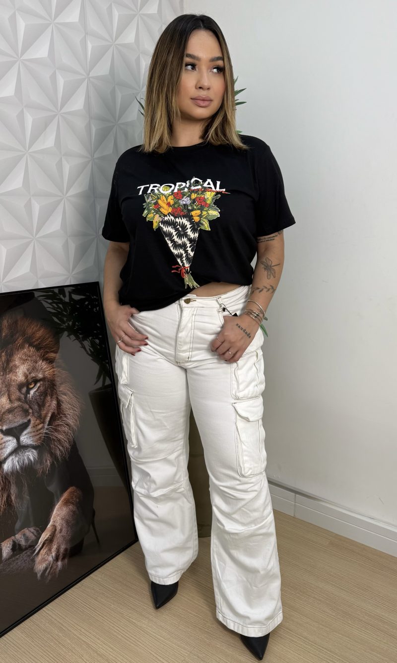 max t shirt tropical preta