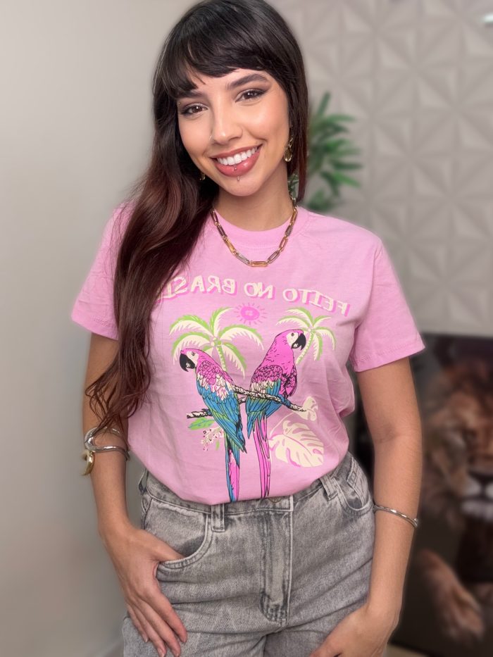 t shirt arara rosa