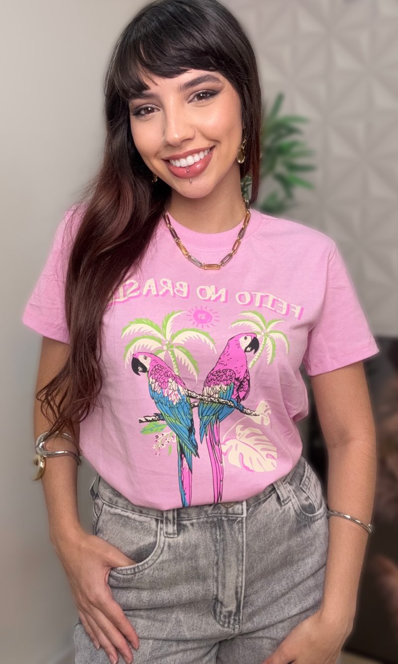 t shirt arara rosa