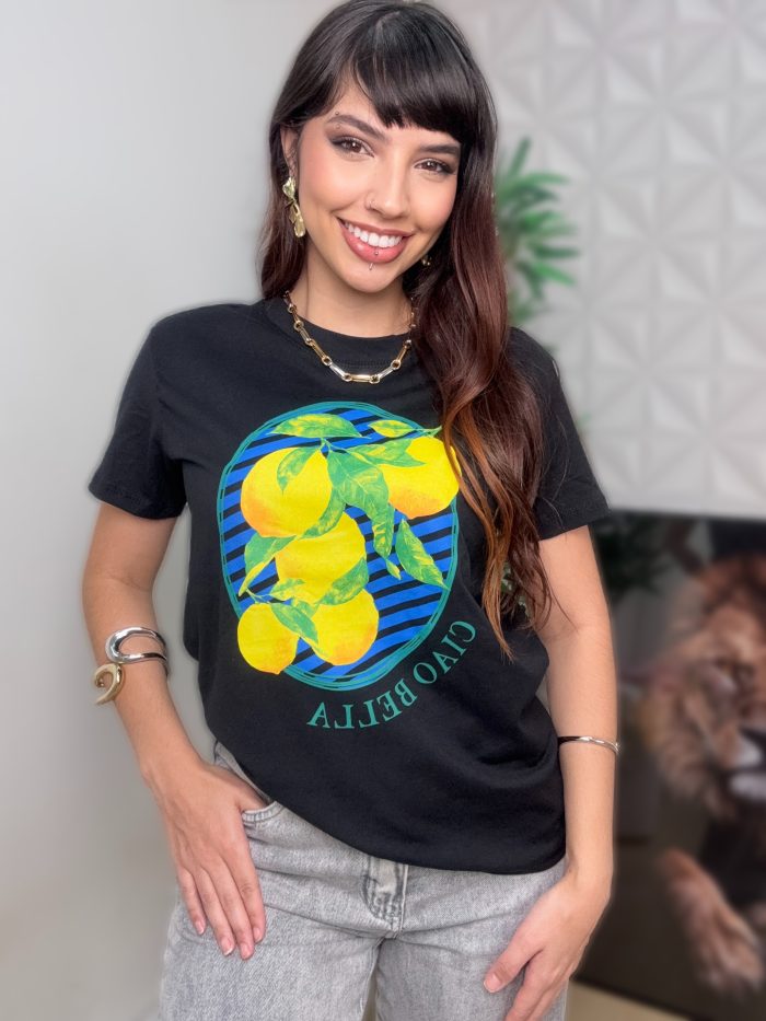 t shirt ciao preta