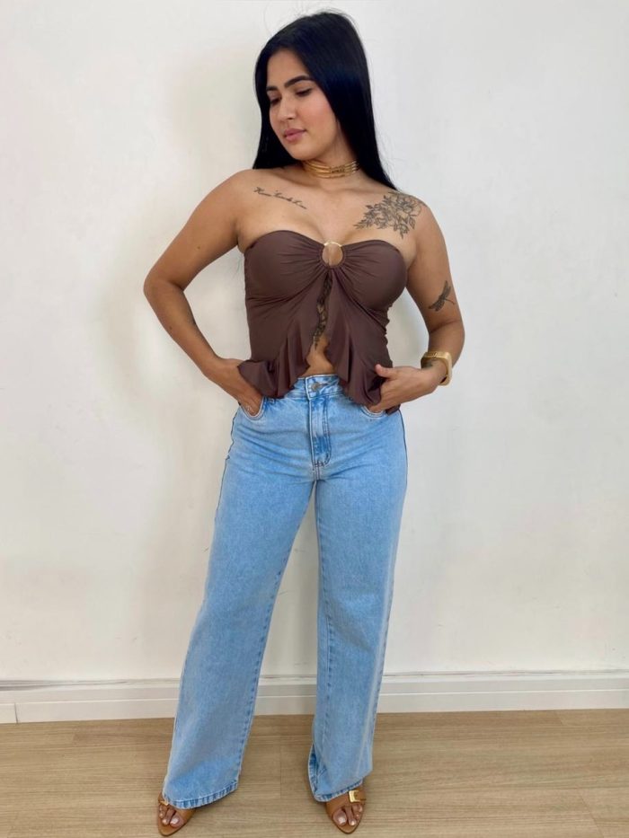 top cropped bruna marrom